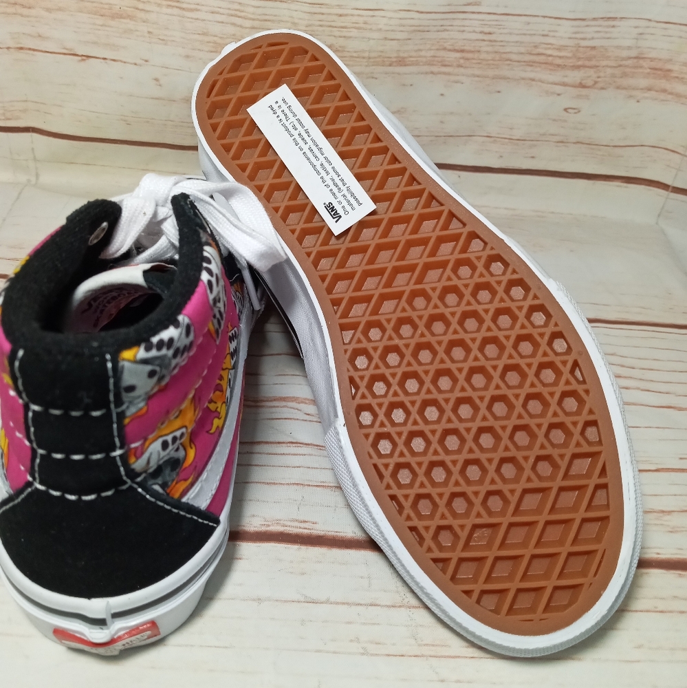 Vans Black and Pink Skateboarding Shoes high cut laced-up size 3.5 New - Picture 4 of 6
